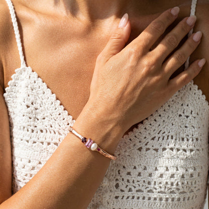 Rhodolite Garnet Pearl Cuff - Treasure - rose gold detail
