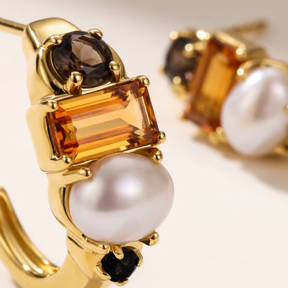 Queen Treasure Hoops - worn yellow gold detail