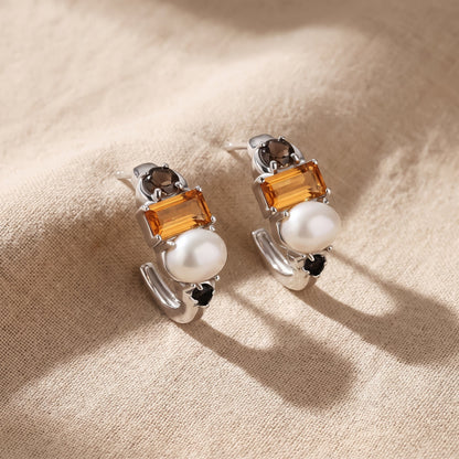 Queen Treasure Hoops - worn silver lifestyle