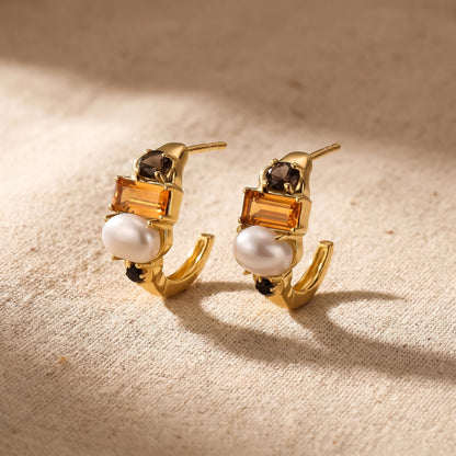 Queen Treasure Hoops - worn yellow gold lifestyle