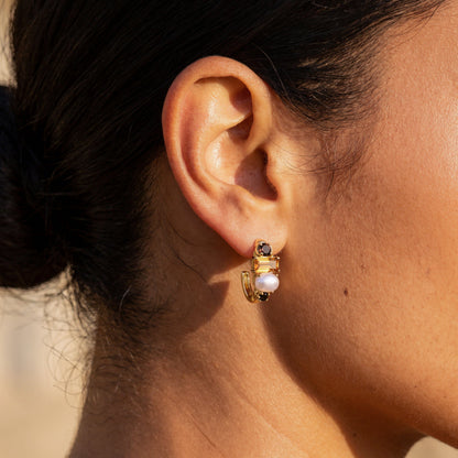 Queen Treasure Hoops - worn yellow gold