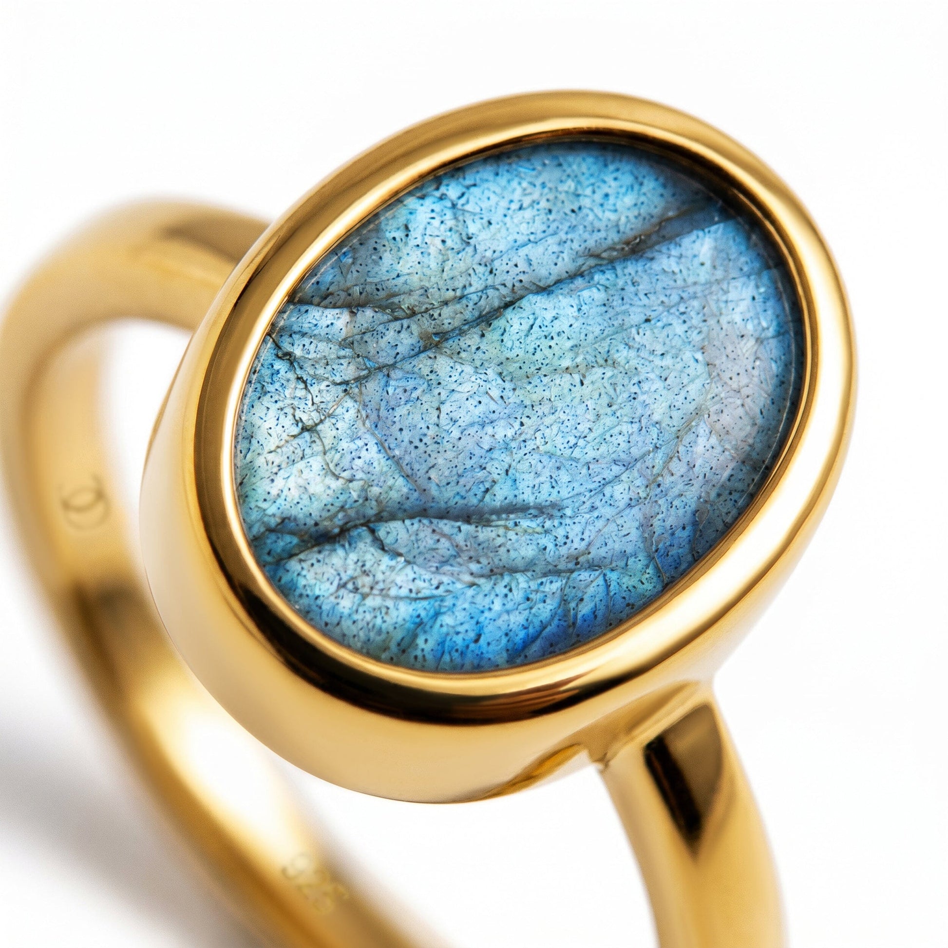 Labradorite Ring - Enfolded - close-up gold