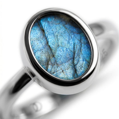 Labradorite Ring - Enfolded - close-up silver