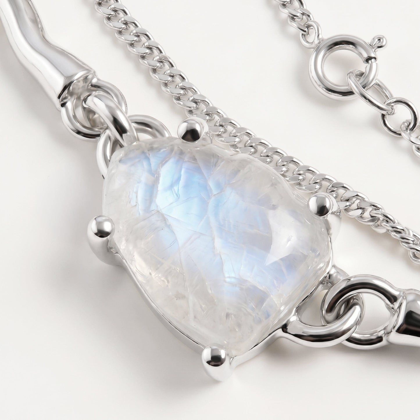 Moonstone Bracelet - Flow - sterling silver macro