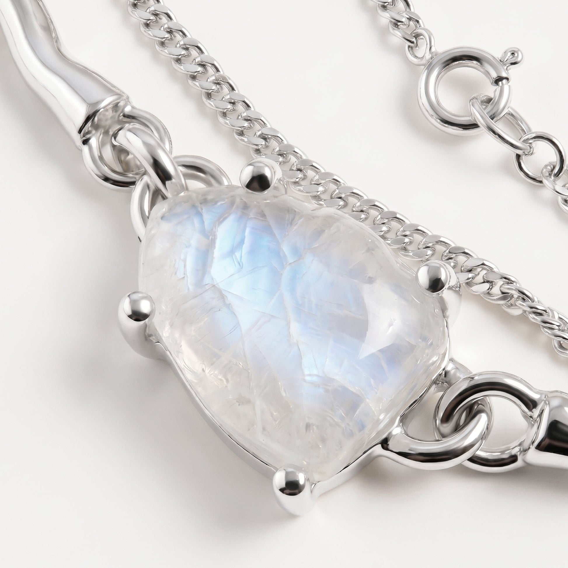Moonstone Bracelet - Flow - sterling silver macro