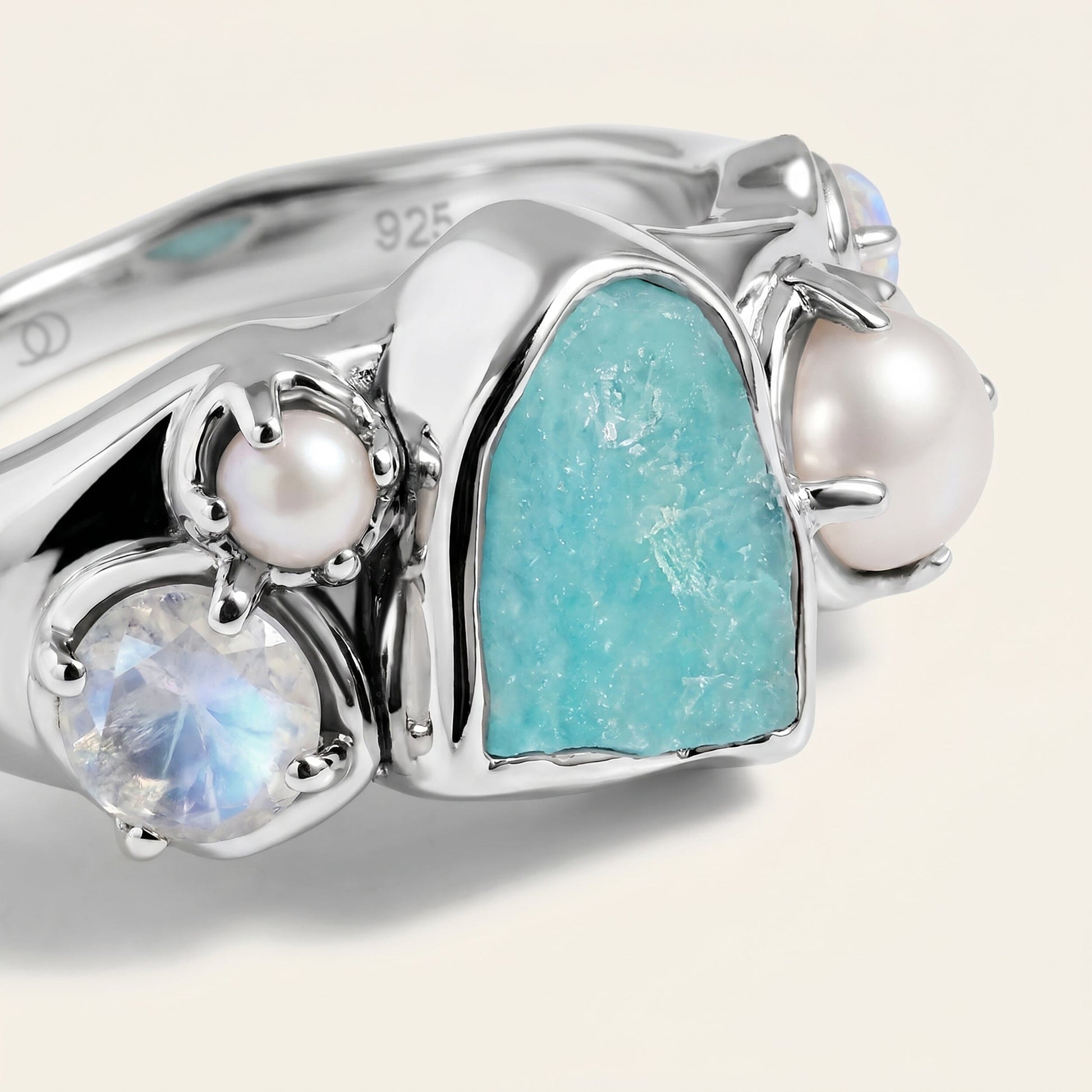 Amazonite Heirloom & Magma Rings - lifestyle SIL