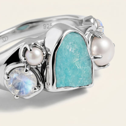 Amazonite Heirloom & Magma Rings - lifestyle SIL