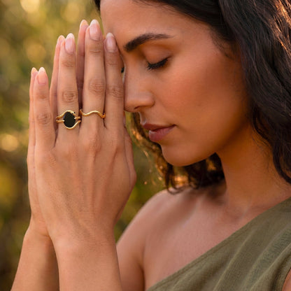 Nox Serpent Duo Set - Yellow Gold Vermeil on hand