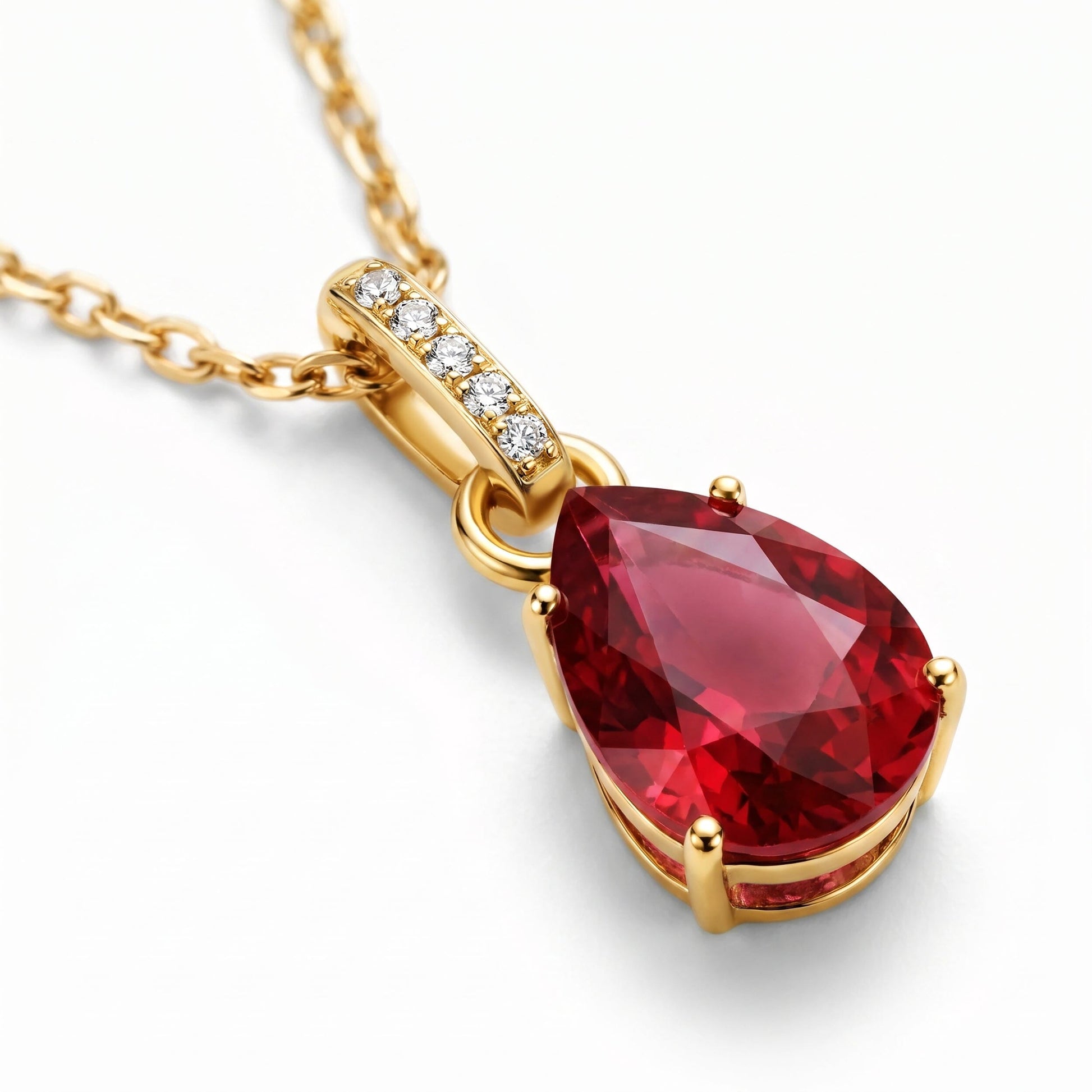 Garnet Necklace Sway - January Birthstone - yellow gold detail