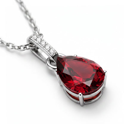 Garnet Necklace Sway - January Birthstone - silver detail