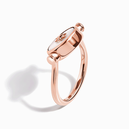 Black Onyx Pearl Ring Night & Day - spinning rose gold
