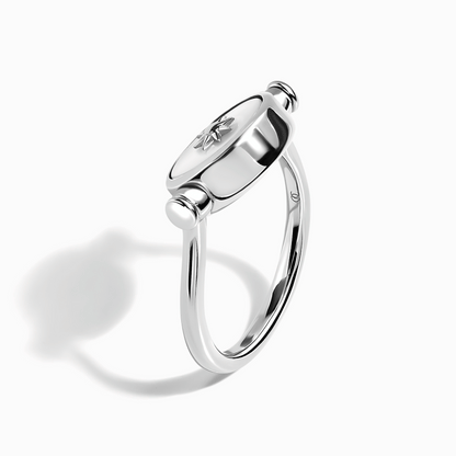 Black Onyx Pearl Ring Night & Day - spinning silver