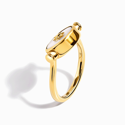 Black Onyx Pearl Ring Night & Day - spinning yellow gold
