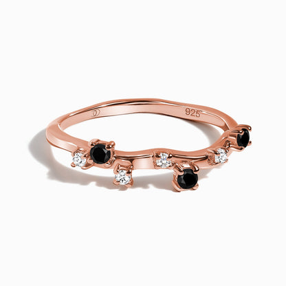 Fine Black Onyx Lab Diamond Ring - Stardust Band
