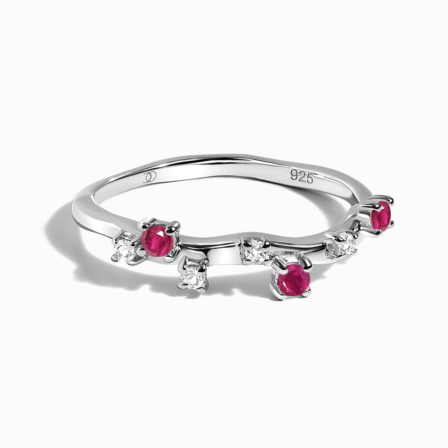 Ruby Ring - Stardust Band - silver