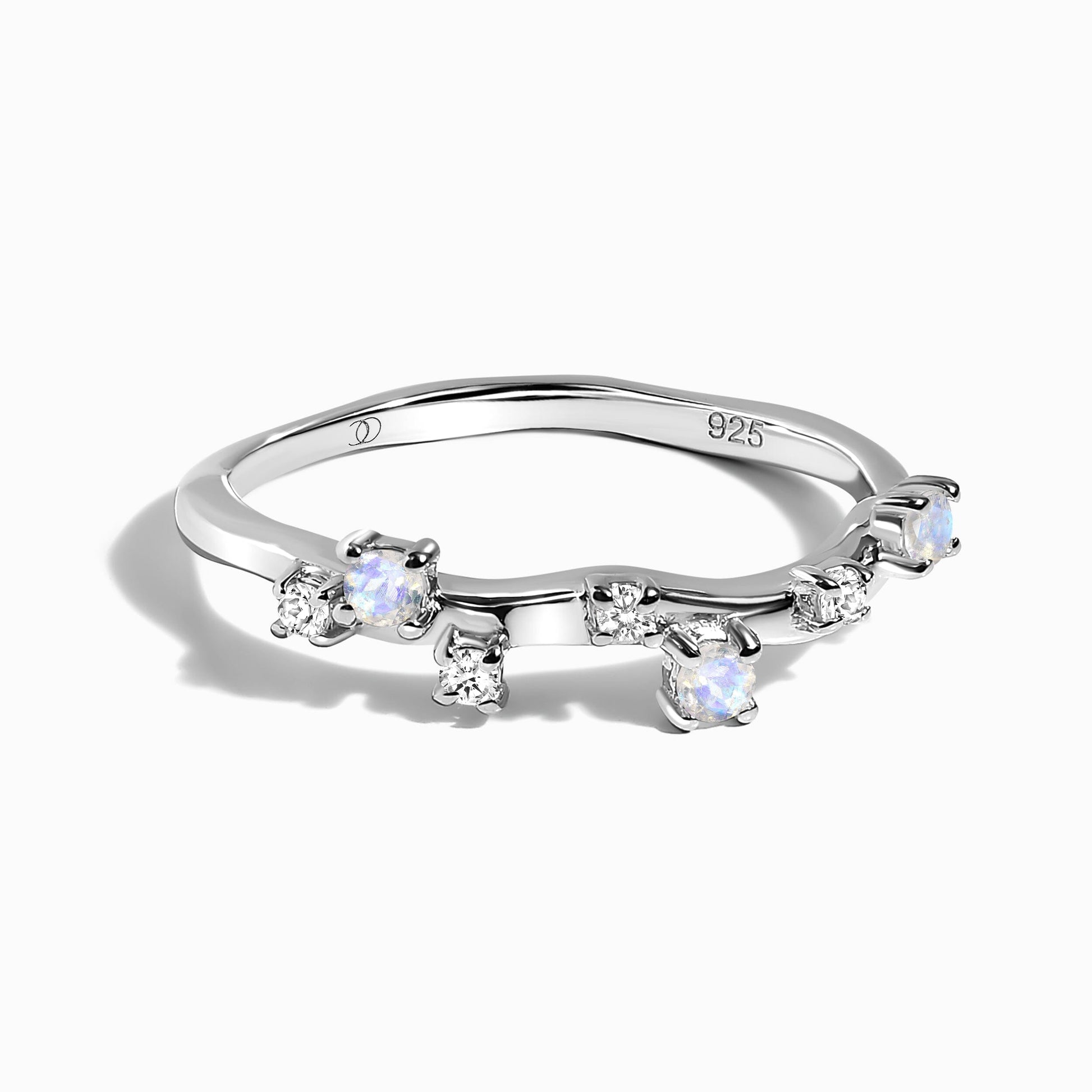 Fine Moonstone Lab Diamond Ring - Stardust Band - SIL