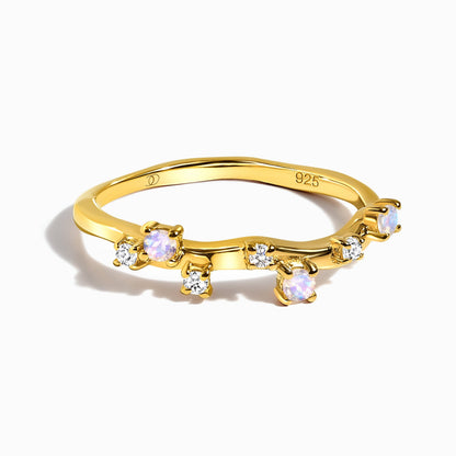Fine Moonstone Lab Diamond Ring - Stardust Band - YG