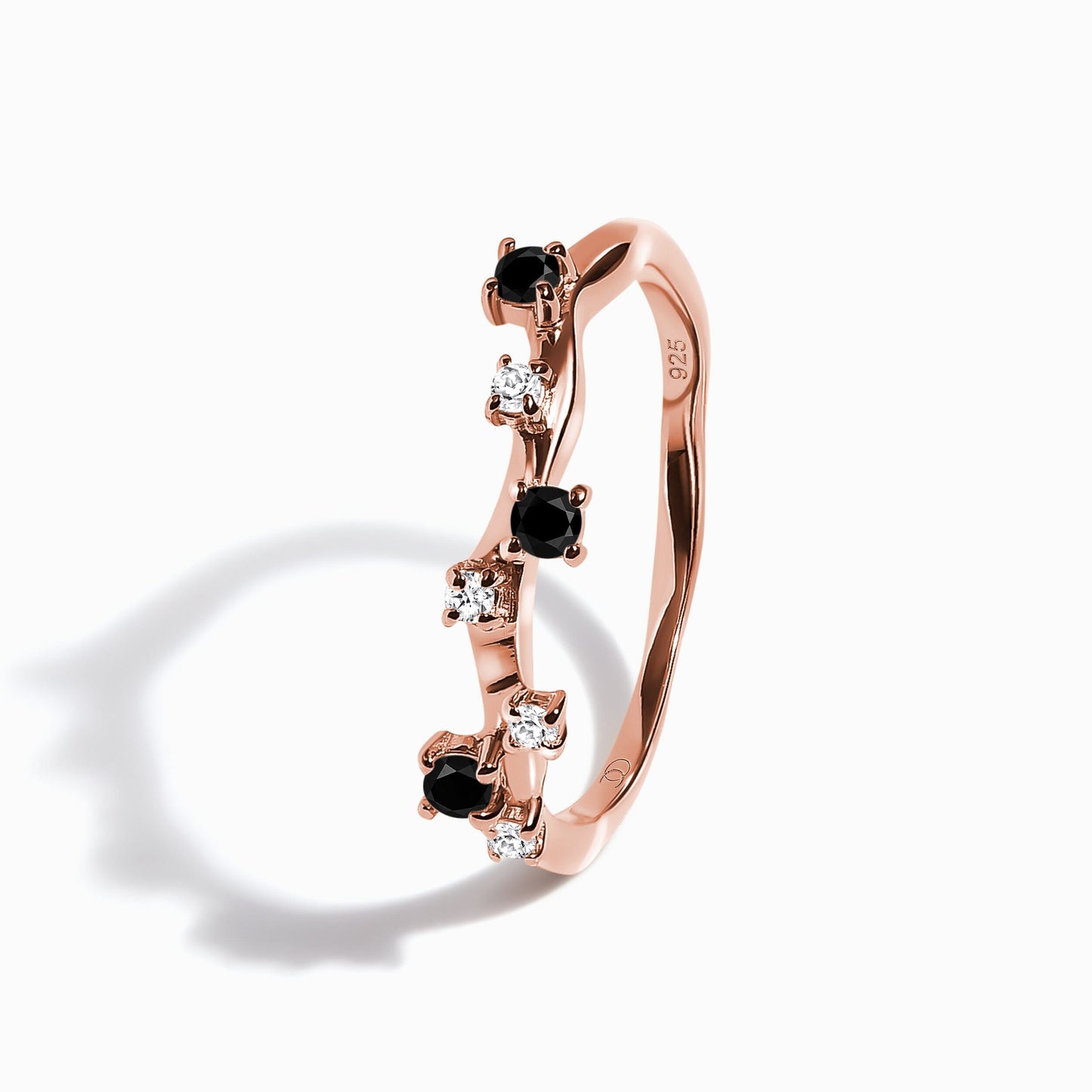 Black Obsidian Stardust Band - rose gold