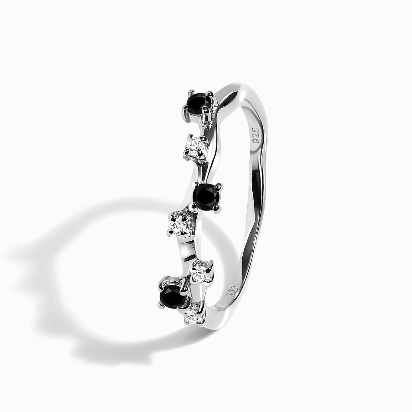 Fine Black Onyx Lab Diamond Ring - Stardust Band