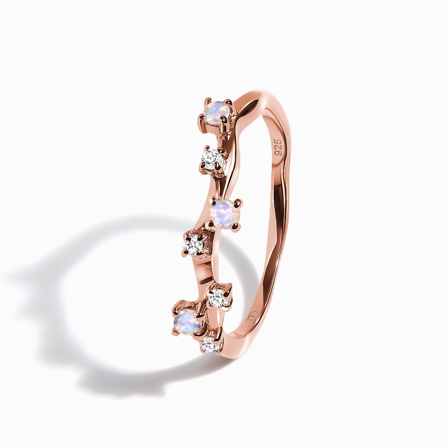 Moonstone Lab Diamond Flow Stardust Rings - rose gold detail