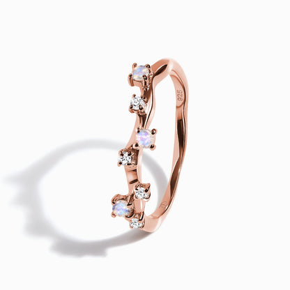 Moonstone Lab Diamond Flow Stardust Rings - rose gold detail
