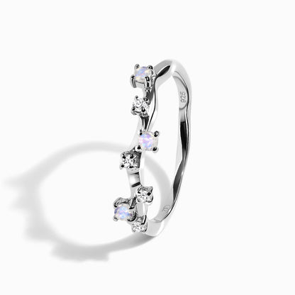 Moonstone Lab Diamond Flow Stardust Rings - sterling silver detail