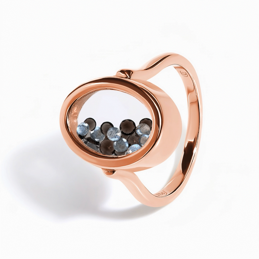 Halo of Calm Ring - rose gold moving gems