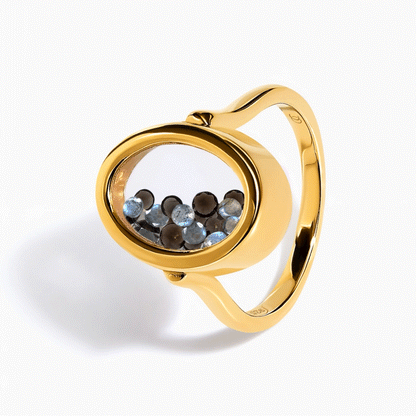 Halo of Calm Ring - yellow gold moving gems