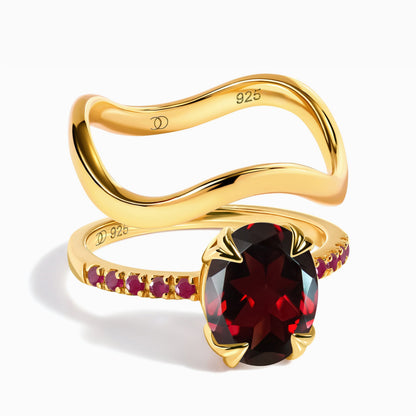 Harlow Waves ring stack yellow gold