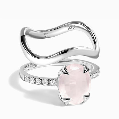 Rose Quartz Harlow & Waves Rings - silver