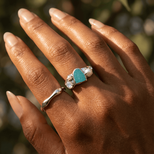 Amazonite Heirloom & Magma Rings - on hand SIL