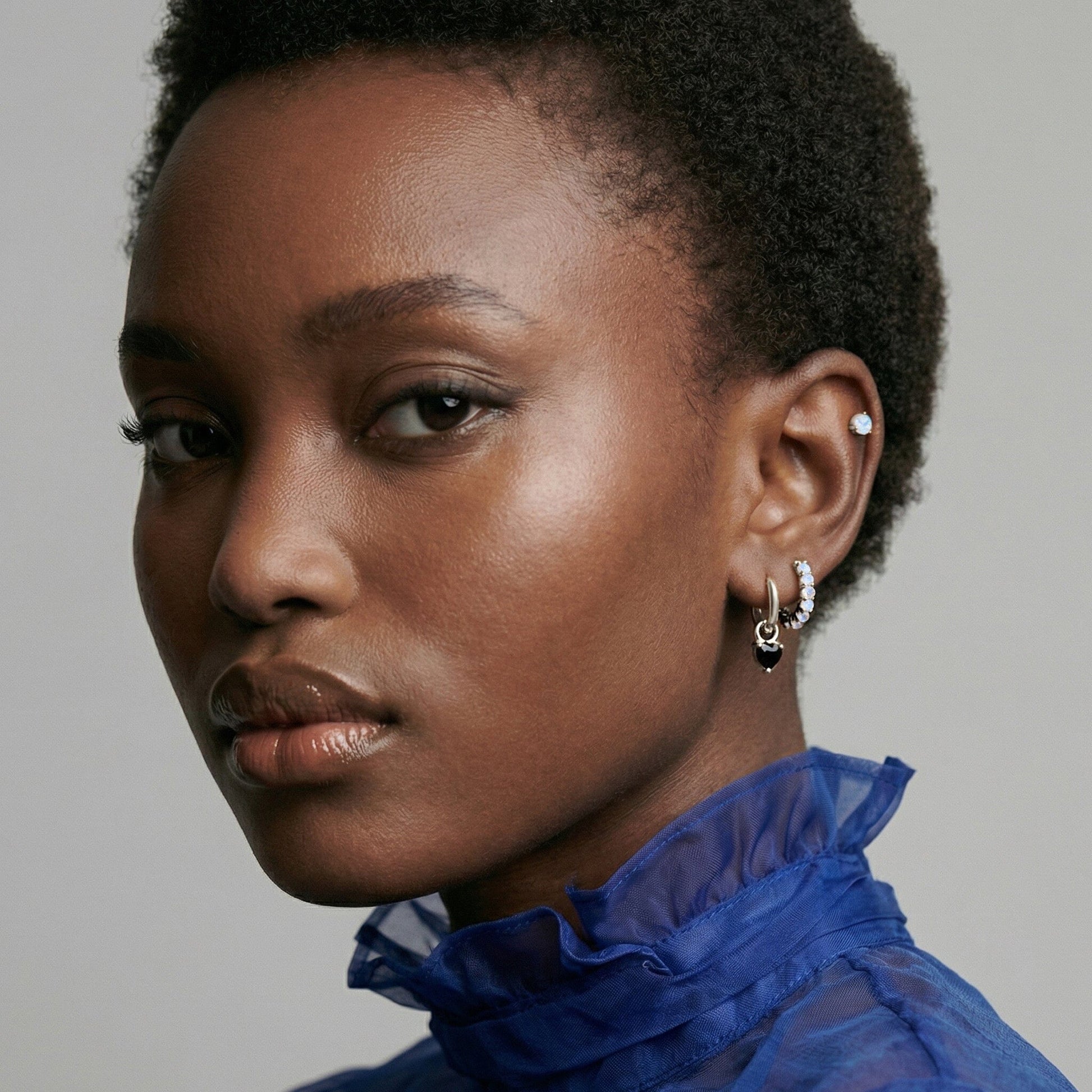 Black Obsidian Earrings - Love Hoops lifestyle worn 2