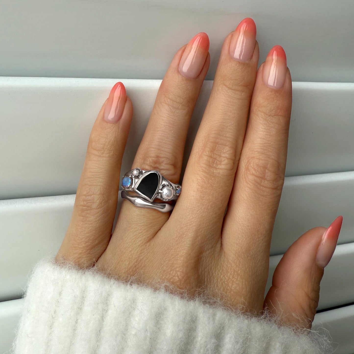 Black Obsidian Heirloom & Magma Rings on hand - silver