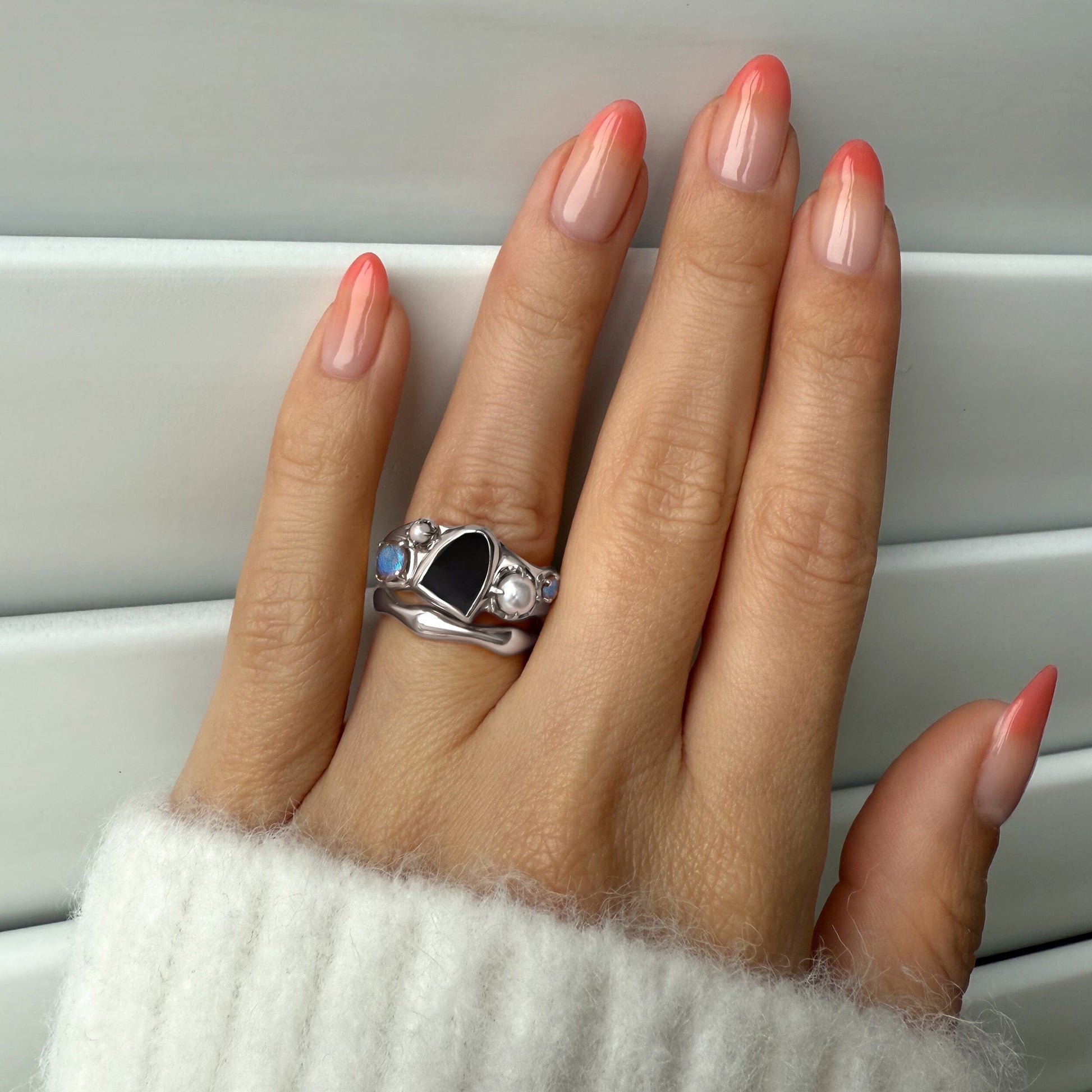 Black Obsidian Heirloom & Magma Rings on hand - silver