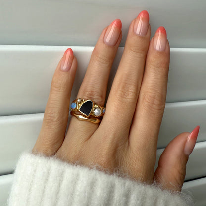 Black Obsidian Heirloom & Magma Rings on hand - yellow gold