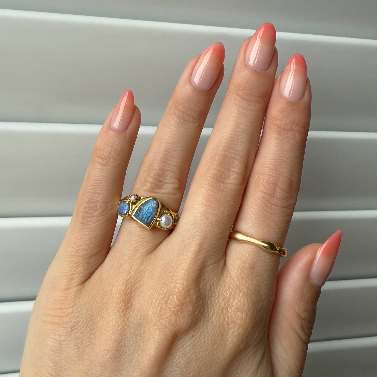 Labradorite Heirloom & Magma Rings - gold video still