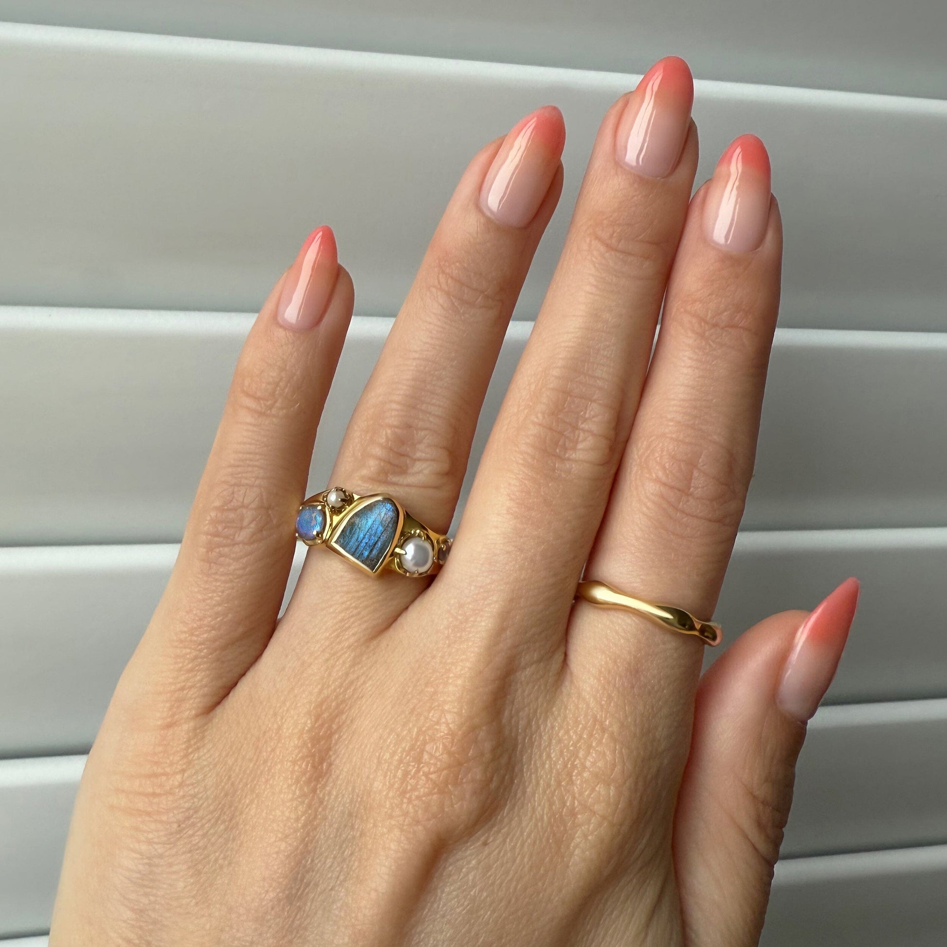 Labradorite Heirloom & Magma Rings - gold video still