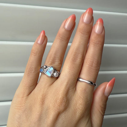 Moonstone Heirloom & Magma Rings - stack SIL