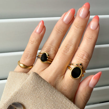 Black Onyx Serpent Rings gold detail