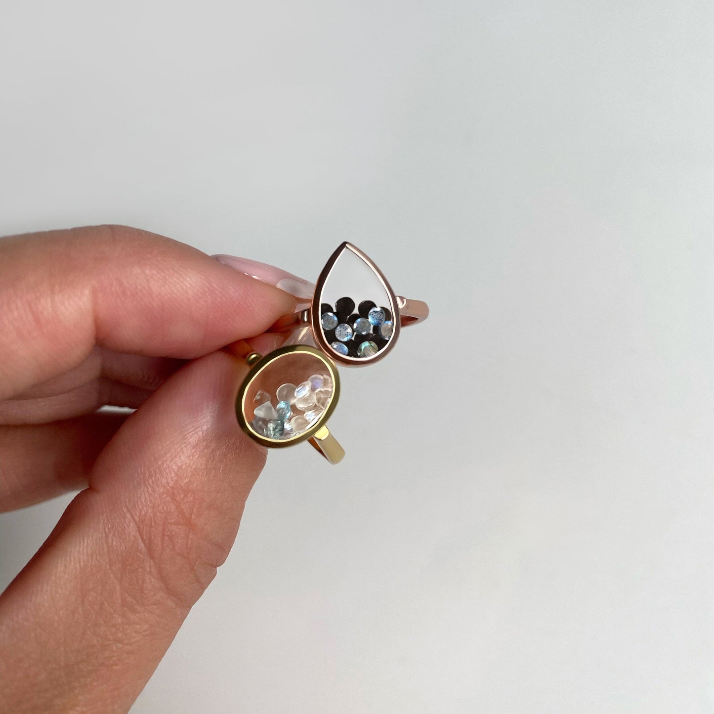 Moonstone Aquamarine Ring - Halo of Calm - lifestyle detail