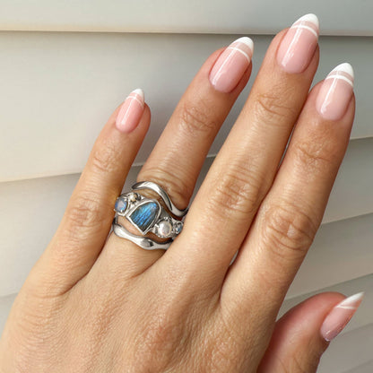 Labradorite Heirloom Ring silver worn 3