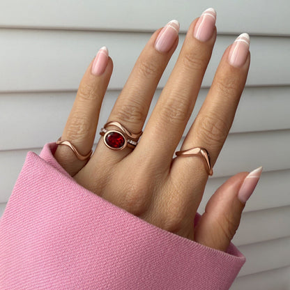 Garnet Skin-Touch & Waves Rings - rose gold lifestyle