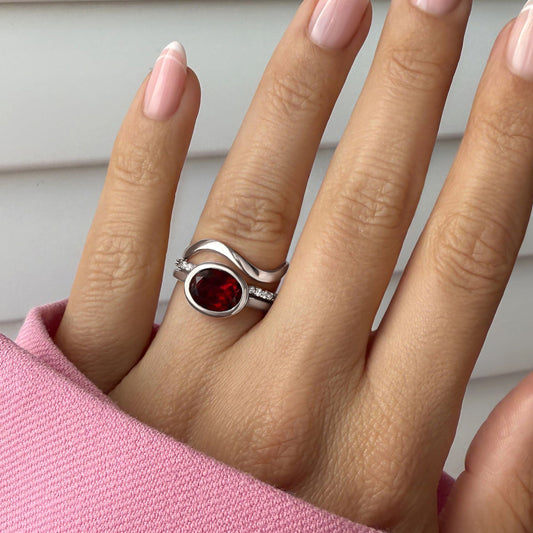 Ring stack silver on hand