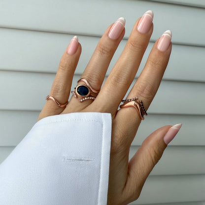 Black Obsidian Ring - Skin-Touch - worn rose gold close