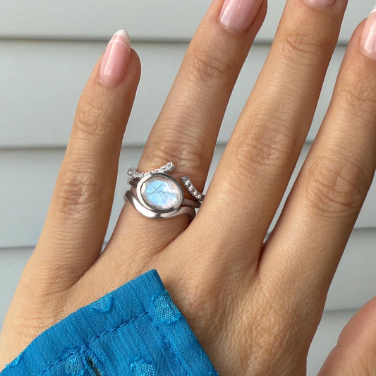 Moonstone Skin-Touch & Infinite & Waves Rings - on hand SIL