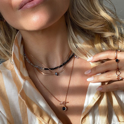 Toi Et Moi Necklace - worn rose gold detail