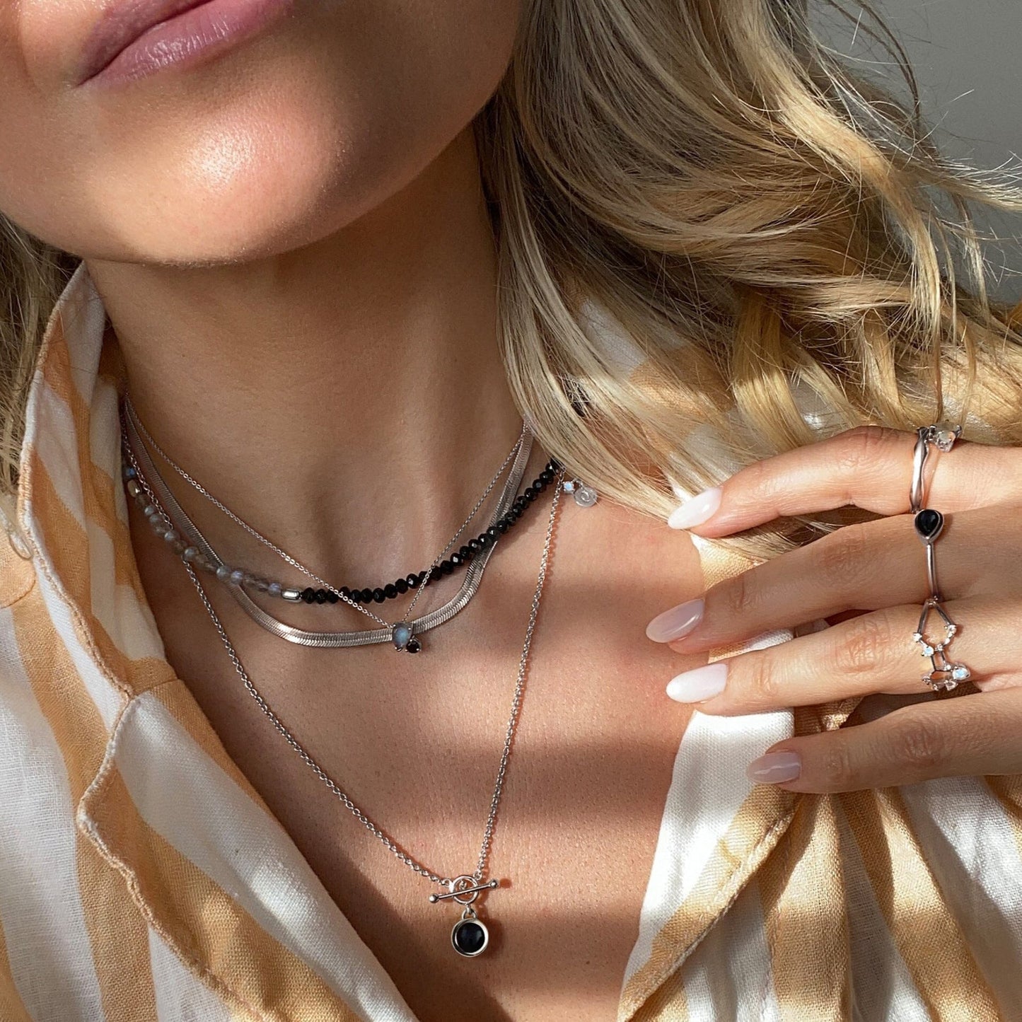 Toi Et Moi Necklace - worn silver detail