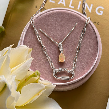 Opal Necklace Sway - silver on model