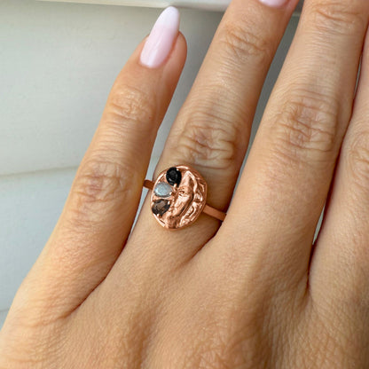 Dark Gradient Ring - Goddess - worn rose gold