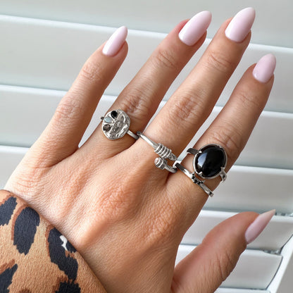 Dark Gradient Ring - Goddess - worn silver detail